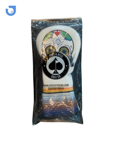 Gambar Driver Headcover Joker Pins & Aces Mustache Sugar Skull - White di JGS HQ dari Jakarta Golf Shop